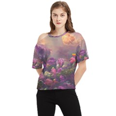 Floral Blossoms  One Shoulder Cut Out T-shirt by Internationalstore