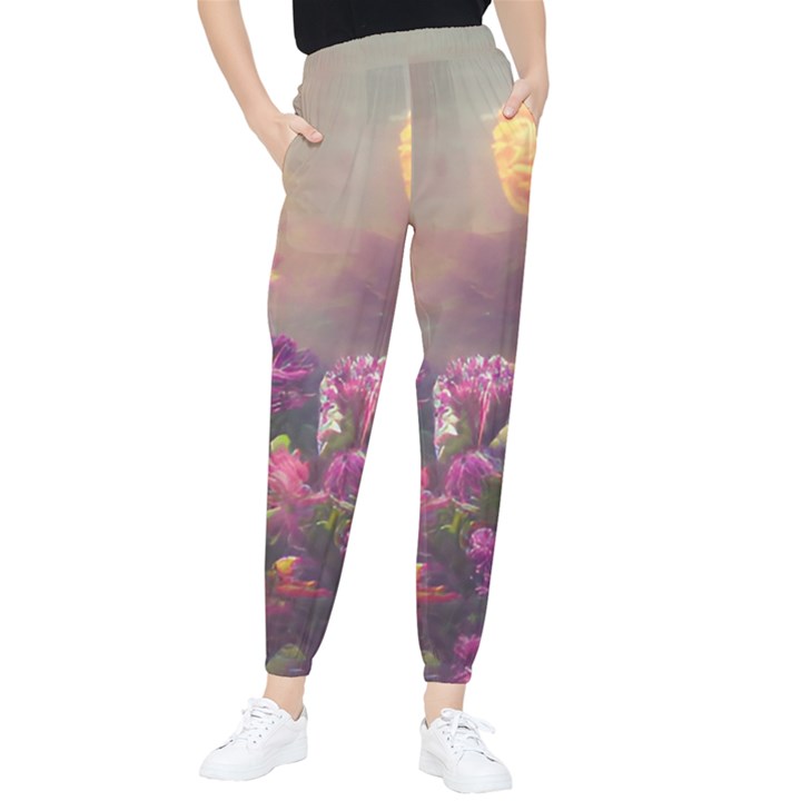 Floral Blossoms  Women s Tapered Pants