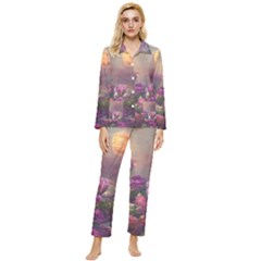 Floral Blossoms  Womens  Long Sleeve Velvet Pocket Pajamas Set by Internationalstore