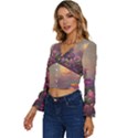 Floral Blossoms  Long Sleeve V-Neck Top View2