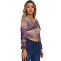 Floral Blossoms  Long Sleeve V-Neck Top View3