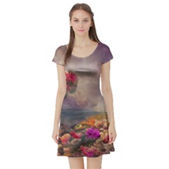 Floral Blossoms  Short Sleeve Skater Dress by Internationalstore