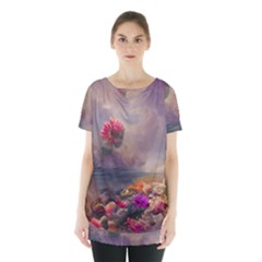 Floral Blossoms  Skirt Hem Sports Top by Internationalstore