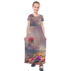 Floral Blossoms  Kids  Short Sleeve Maxi Dress by Internationalstore