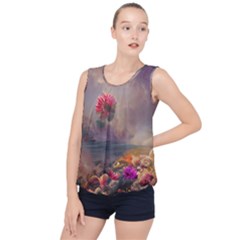 Floral Blossoms  Bubble Hem Chiffon Tank Top by Internationalstore