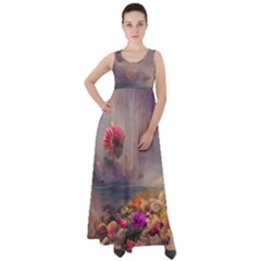 Floral Blossoms  Empire Waist Velour Maxi Dress by Internationalstore