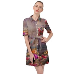 Floral Blossoms  Belted Shirt Dress by Internationalstore