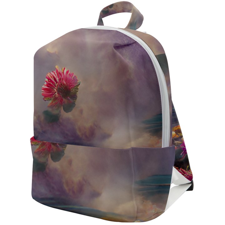 Floral Blossoms  Zip Up Backpack