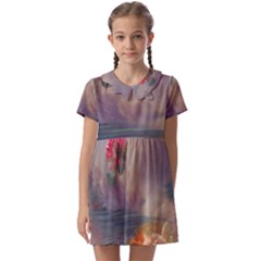 Floral Blossoms  Kids  Asymmetric Collar Dress by Internationalstore