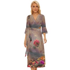 Floral Blossoms  Midsummer Wrap Dress