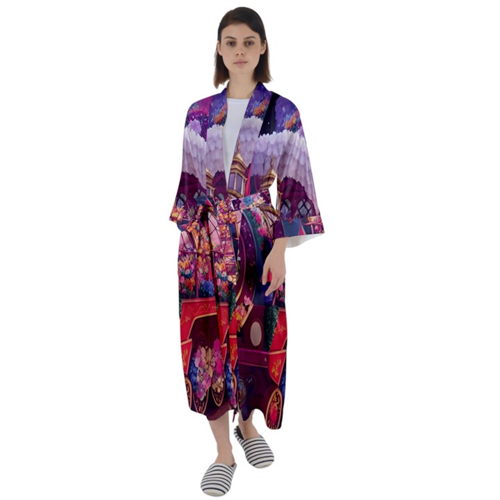 Fantasy  Maxi Satin Kimono