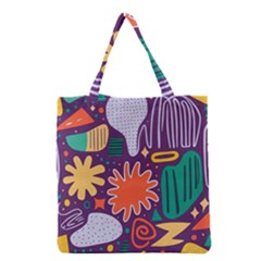 Colorful Shapes On A Purple Background Grocery Tote Bag by LalyLauraFLM