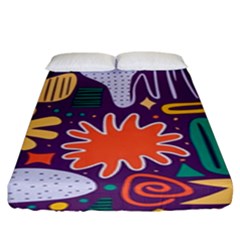 Colorful Shapes On A Purple Background Fitted Sheet (king Size) by LalyLauraFLM