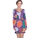 Colorful Shapes On A Purple Background Long Sleeve Nightdress View1