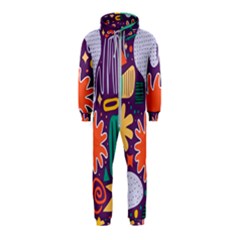 Colorful Shapes On A Purple Background Hooded Jumpsuit (kids) by LalyLauraFLM