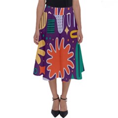 Colorful Shapes On A Purple Background Perfect Length Midi Skirt by LalyLauraFLM