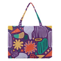 Colorful Shapes On A Purple Background Medium Tote Bag by LalyLauraFLM