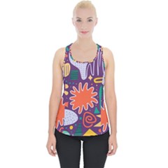 Colorful Shapes On A Purple Background Piece Up Tank Top by LalyLauraFLM