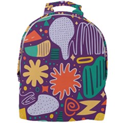 Colorful Shapes On A Purple Background Mini Full Print Backpack by LalyLauraFLM