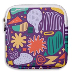 Colorful Shapes On A Purple Background Mini Square Pouch by LalyLauraFLM