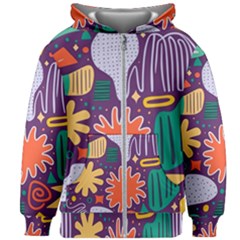 Colorful Shapes On A Purple Background Kids  Zipper Hoodie Without Drawstring by LalyLauraFLM