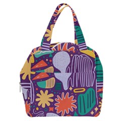 Colorful Shapes On A Purple Background Boxy Hand Bag by LalyLauraFLM