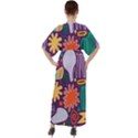 Colorful Shapes On A Purple Background V-Neck Boho Style Maxi Dress View2