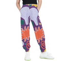 Colorful Shapes On A Purple Background Kids  Joggers by LalyLauraFLM