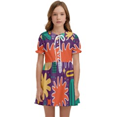 Colorful Shapes On A Purple Background Kids  Sweet Collar Dress by LalyLauraFLM