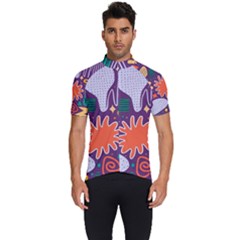 Colorful Shapes On A Purple Background Men s Short Sleeve Cycling Jersey by LalyLauraFLM