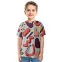 Shapes In Retro Colors On A Green Background Kids  Sport Mesh T-Shirt View1