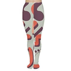 Shapes In Retro Colors On A Green Background Tights by LalyLauraFLM