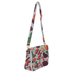 Shapes In Retro Colors On A Green Background Shoulder Bag With Back Zipper by LalyLauraFLM