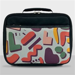 Shapes In Retro Colors On A Green Background Lunch Bag by LalyLauraFLM