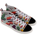 Shapes In Retro Colors On A Green Background Men s Mid-Top Canvas Sneakers View3