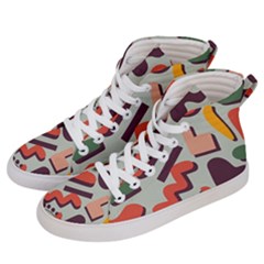 Shapes In Retro Colors On A Green Background Women s Hi-top Skate Sneakers by LalyLauraFLM