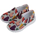 Shapes In Retro Colors On A Green Background Kids Lightweight Slip Ons View2