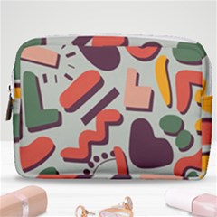 Shapes In Retro Colors On A Green Background Make Up Pouch (medium) by LalyLauraFLM