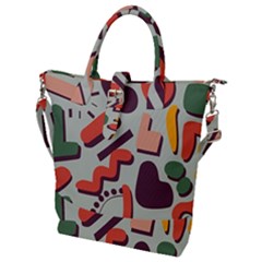 Shapes In Retro Colors On A Green Background Buckle Top Tote Bag by LalyLauraFLM