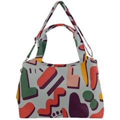 Shapes In Retro Colors On A Green Background Double Compartment Shoulder Bag by LalyLauraFLM