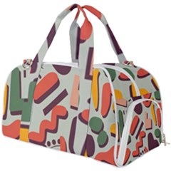 Shapes In Retro Colors On A Green Background Burner Gym Duffel Bag by LalyLauraFLM