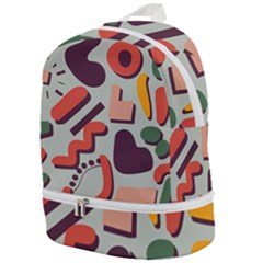 Shapes In Retro Colors On A Green Background Zip Bottom Backpack by LalyLauraFLM