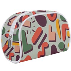 Shapes In Retro Colors On A Green Background Make Up Case (large) by LalyLauraFLM