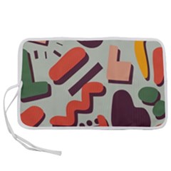 Shapes In Retro Colors On A Green Background Pen Storage Case (m) by LalyLauraFLM