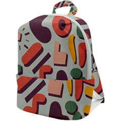 Shapes In Retro Colors On A Green Background Zip Up Backpack by LalyLauraFLM