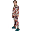 Shapes In Retro Colors On A Green Background Kids  Long Sleeve Velvet Pajamas Set View2