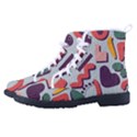 Shapes In Retro Colors On A Green Background Women s High-Top Canvas Sneakers View2