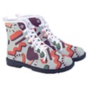 Shapes In Retro Colors On A Green Background Women s High-Top Canvas Sneakers View3