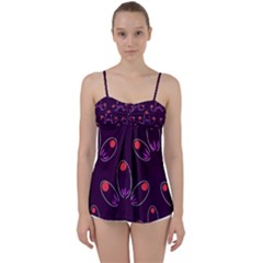 Petal Dot Seamless Pattern Babydoll Tankini Top