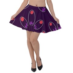 Petal Dot Seamless Pattern Velvet Skater Skirt by Pakjumat